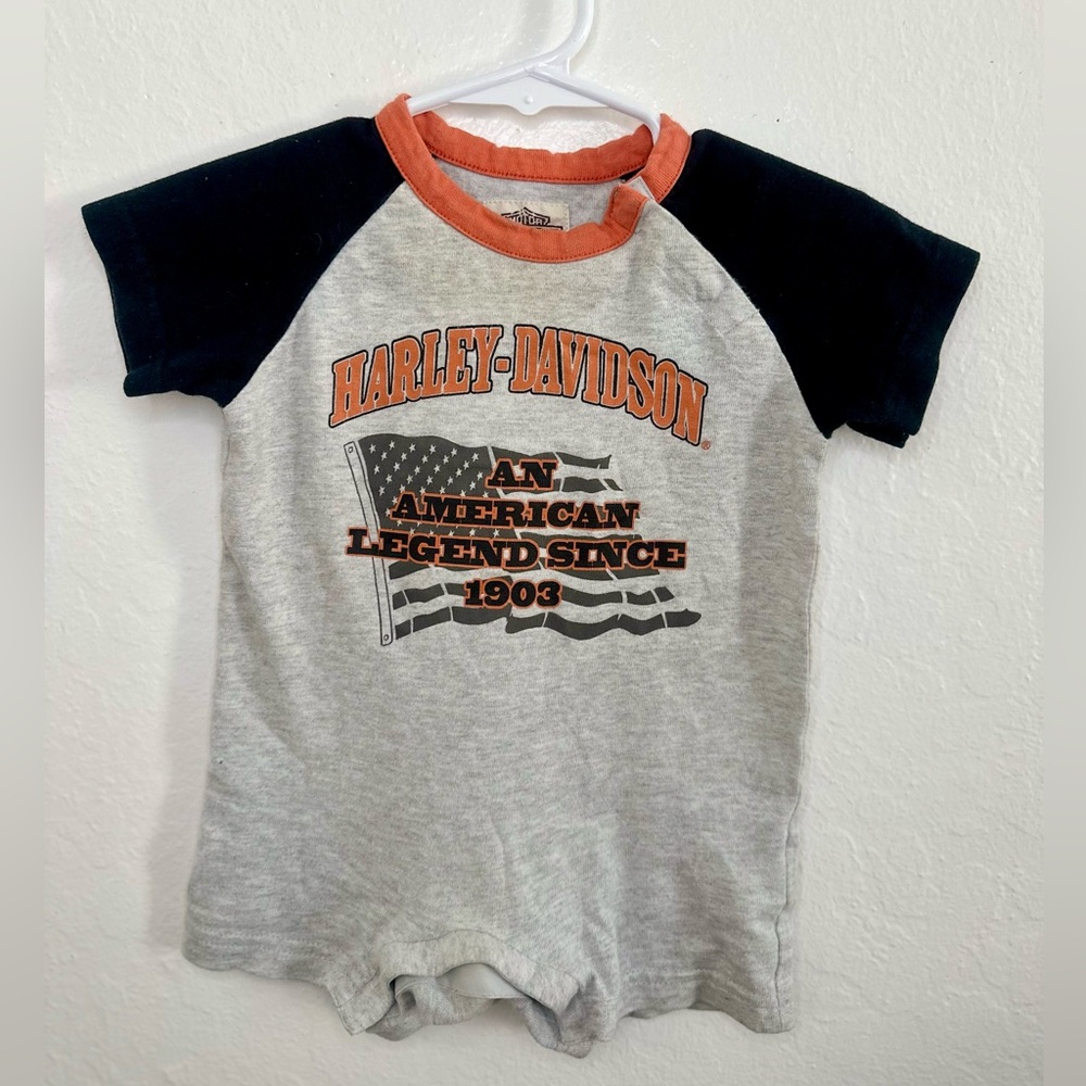Harley-Davidson Kids' Gray and Orange Romper